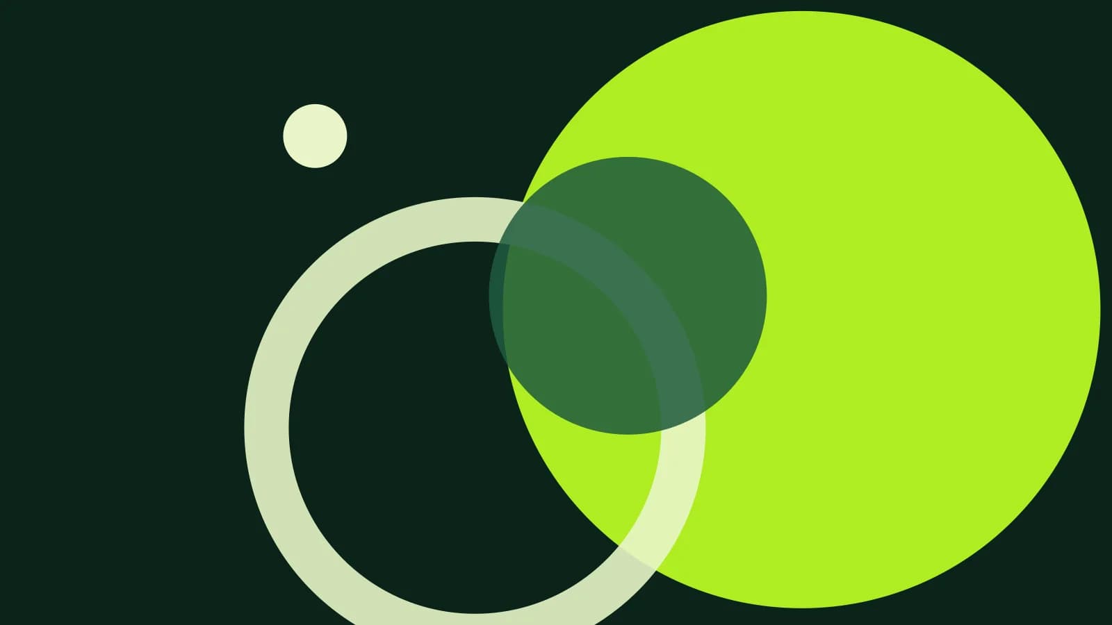 Abstract flat cover: a large lime circle cropped by the right edge, overlapped by a pale green ring and a translucent disc on a deep green-toned background