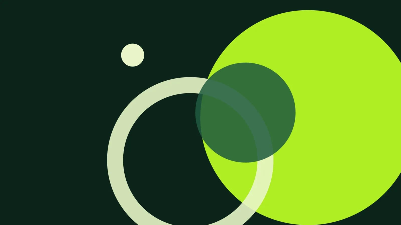 Abstract flat cover: a large lime circle cropped by the right edge, overlapped by a pale green ring and a translucent disc on a deep green-toned background